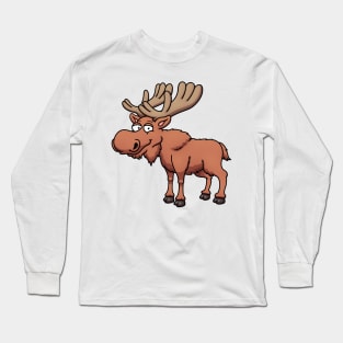 Happy Cartoon Moose Long Sleeve T-Shirt